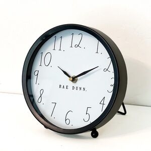Rae Dunn 8” Table Top Black/White Battery Operated Clock Home Decor Accessory